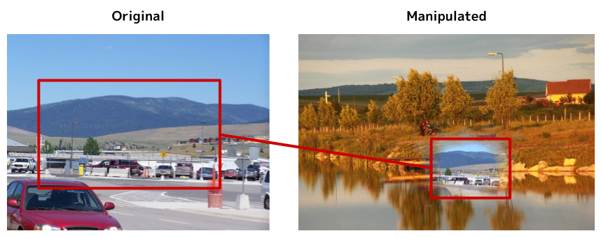 加工前の画像（左）と加工後の画像（右）｜画像のクレジット（Flickrのユーザー名）: CrusinOn2Wheels（加工前の画像）, bortescristian（加工に使用された背景画像）