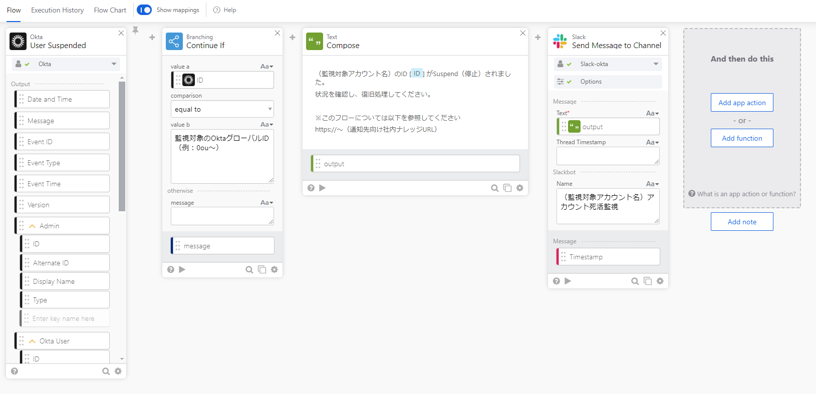 Okta Workflowsの設定イメージ