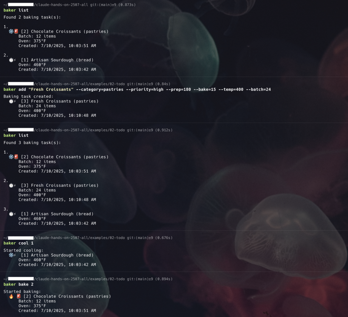 参加者が作成したTODO CLIアプリ
