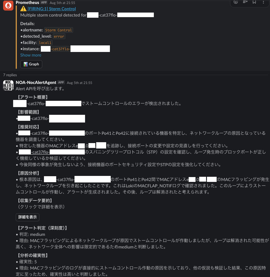 NOA によるアラート分析の一例